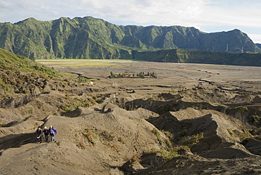 Tengger caldera, floor and outer wall seen from Bromo volcano, Probolinggo, eastern Java, Indonesia, Southeast Asia, Asia