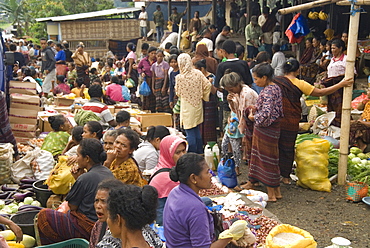 Monday market in Moni village, below Kelimutu volcano, eastern Flores, Nusa Tenggara, Indonesia, Southeast Asia, Asia