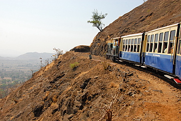 The toy train that climbs from Neral to the road-less Matheran plateau, Matheran, Maharashtra, India, Asia 