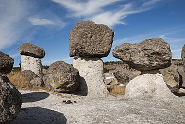 Valle de los Hongos (Mushroom Rocks) formed of volcanic ash, Creel, Chihuahua, Mexico, North America