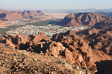 Al Ula, seen from Harrate viewpoint, North West Saudi Arabia, Middle East