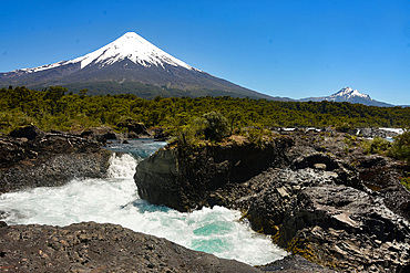 Volcan Osorno, and Petrohue Saltas (waterfalls), Lakes District, Chile