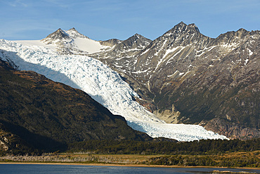 Chile, Beagle Channel ('Glacier Alley'), Hollandia Glacier descending from Darwin Icefield on Tierra del Fuego.