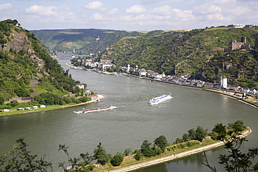 River Rhine gorge from Loreley (Lorelei), Rhineland-Palatinate, Germany, Europe