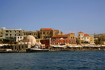 Venetian harbour, Chania, Crete, Greek Islands, Greece, Europe