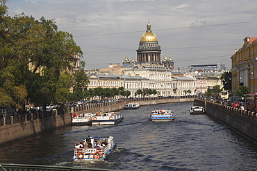 Dome of St. Isaac's Cathedral and canal, St. Petersburg, Russia, Europe