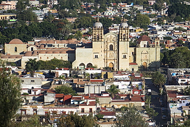 Aerial view of city and Santo Domingo church, Oaxaca, Mexico, North America