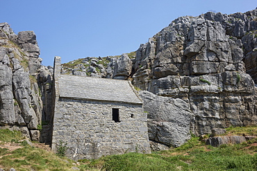 St. Govan's chapel, near St. Govan's Head, Pembrokeshire, Wales, United Kingdom, Europe