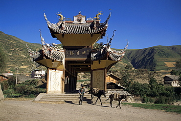 Ornate bridge, Songpan, Sichuan Province, China, Asia