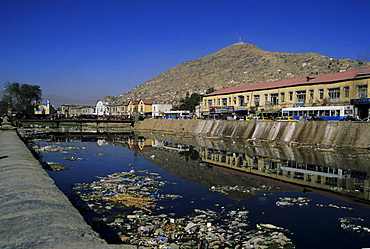 Pollution in the Kabul River, Kabul, Afghanistan, Asia