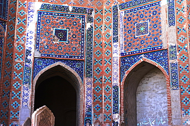 Timurid decoration, main Iwan of the interior courtyard, Sufi shrine of Gazargah, Herat, Herat Province, Afghanistan, Asia