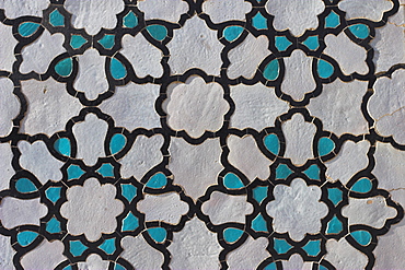 Detail of tilework on the Friday Mosque or Masjet-eJam, built in the year 1200 by the Ghorid Sultan Ghiyasyddin on the site of an earlier 10th century mosque, Herat, Herat Province, Afghanistan, Asia