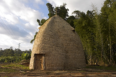 Traditional beehive house of the Dorze people, made entirely from organic materials, that can last up to 60 years, Chencha mountains, Rift Valley, Ethiopia, Africa