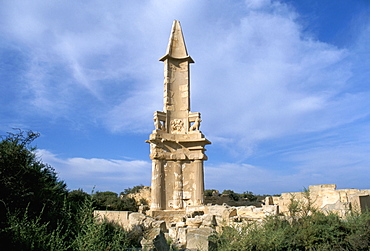 The Punic mausoleum, dating from 2nd century BC, Roman city of Sabratha, UNESCO World Heritage Site, Libya, North Africa, Africa