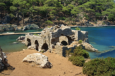 Roman bath dating from 40BC, known as Cleopatra's Bath, near Fethiye, Anatolia, Turkey, Asia Minor, Eurasia