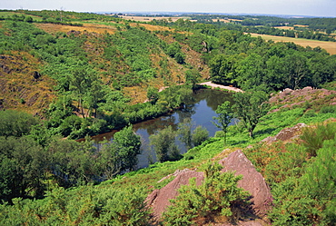 View over Le Val sans Retour, Broceliande in the Paimpont Forest, Brittany, France, Europe