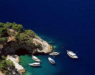 Blue Caves, near Olu Deniz, Lycia, Anatolia, Turkey, Eurasia