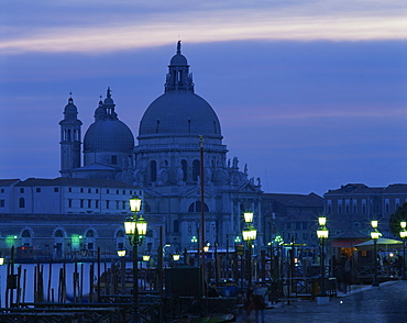 Santa Maria Della Salute at dusk in Venice, UNESCO World Heritage Site, Veneto, Italy, Europe