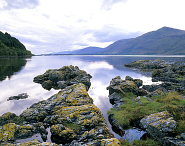 View along Loch Linnhe towards Corran, near Fort William, Highland region, Scotland, United Kingdom, Europe