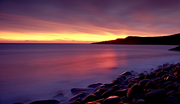 Sunrise over Embleton Bay, near Alnwick, Northumberland, England, United Kingdom, Europe