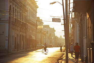 Street scene at dawn, Cienfuegos, Cuba, West Indies, Central America