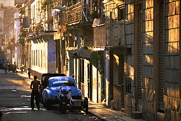 Street scene in evening light, Havana, Cuba, West Indies, Central America