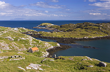 Deserted crofts at township of Manish, Isle of Harris, Outer Hebrides, Scotland, United Kingdom, Europe