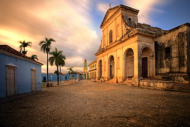 The church of the Holy Trinity bathed in evening light, Plaza Mayor, Trinidad, UNESCO World Heritage Site, Cuba, West Indies, Central America