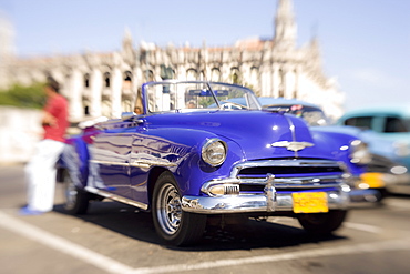 Restored classic American car being used as a taxi for tourists, Havana, Cuba, West Indies, Central America