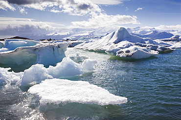 Icebergs in glacial lagoon at Jokulsarlon, Iceland, Polar Regions