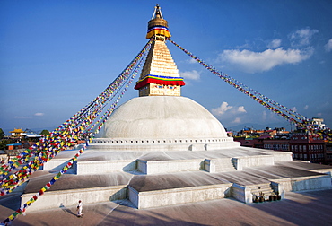 Bodhnath Stupa (Boudhanth) (Boudha), one of the holiest Buddhist sites in Kathmandu, UNESCO World Heritage Site, and one of the largest stupas in the world, Kathmandu, Nepal, Asia