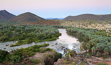 Epupa Falls on the Kunene River (which forms the border between Namibia and Angola), Kunene Region (formerly Kaokoland), Namibia, Africa