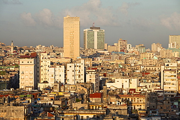 View over Havana Centro showing the city's dilapidated buildings, from the 9th floor restaurant of Hotel Seville, Havana Centro, Cuba