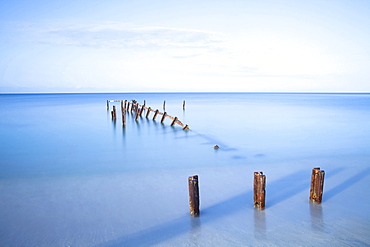 Old jetty in the Caribbean Sea, early morning, Playa Ancon, Trinidad, Cuba, West Indies, Central America 