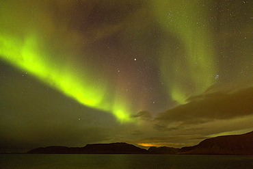 Aurora Borealis (Northern Lights), Grundafjordur, Snaefellsnes Peninsula, Iceland, Polar Regions