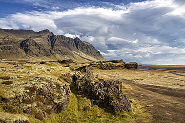 Dramatic cloud formations over landscape, near Vik Y Myrdal, South Iceland, Polar Regions