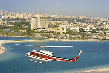 Helicopter over Abu Dhabi, U.A.E., Middle East