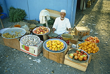 Man with wares, Seeb, Oman, Middle East