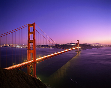 Golden Gate Bridge at sunset, San Francisco, California, United States of America, North America