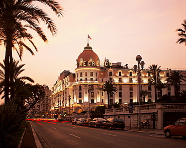 Negresco Hotel and Promenade des Anglais, Nice, Alpes Maritimes, Cote d'Azur, French Riviera, Provence, France, Europe