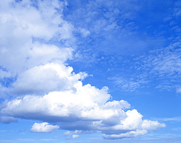 Cloudscape of white clouds in blue skies