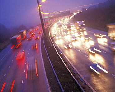 Traffic on motorway at dusk, United Kingdom, Europe