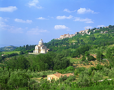 The church and hill town of Montepulciano in Tuscany, Italy, Europe