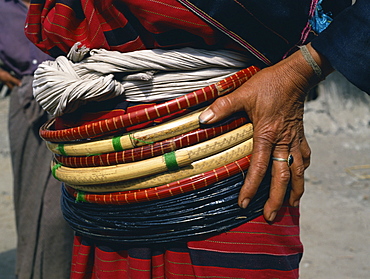 Close-up of woman's black Palong decoration, Keng Tung, Myanmar (Burma), Asia