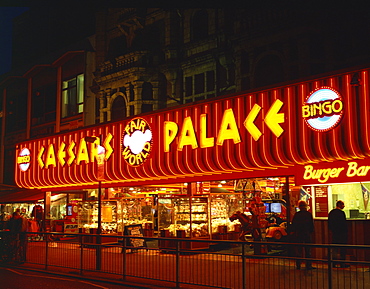 Seafront at night, Great Yarmouth, Norfolk, England, United Kingdom, Europe