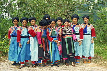 Portrait of Lisu hill tribe women in traditional dress at Chiang Rai, Golden Triangle, Thailand, Southeast Asia, Asia