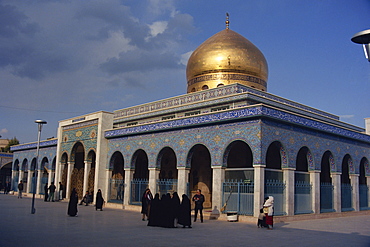 The gold dome and blue tilework of the Zanab Mosque, Damascus, Syria, Middle East