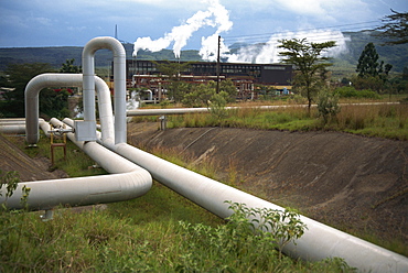 Olkaria Geothermal Plant, Hells Gate National Park, Kenya, East Africa, Africa