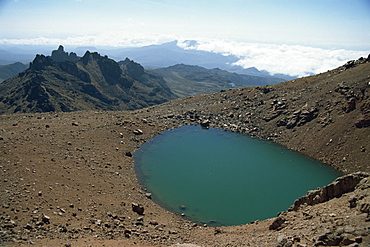 Mount Kenya Tarn with Gorges Valley in the background, Kenya, East Africa, Africa