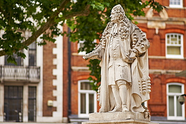 Statue of Sir Hans Sloane, 1660-1753, by Simon Smith, 2007, at Duke of York's Square, Chelsea, London, England, United Kingdom, Europe